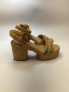 Sam Edelman Womens Iliana Platform Dark Natural Raffia Strap Sandal Sz 9